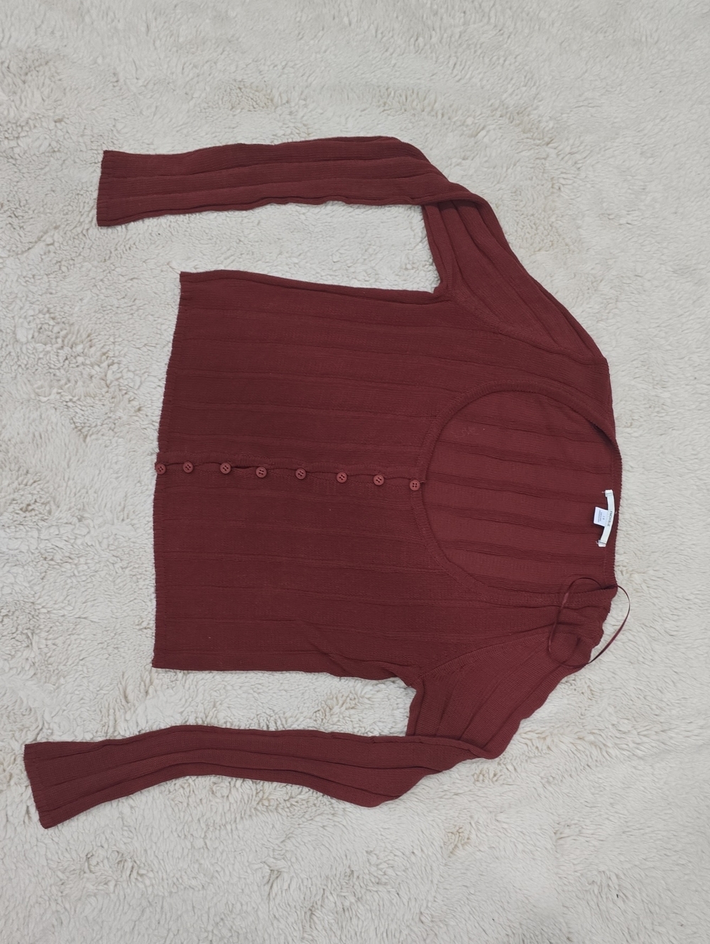 Kimchi Blue Ribbed Button-Front Sweater - Burgundy